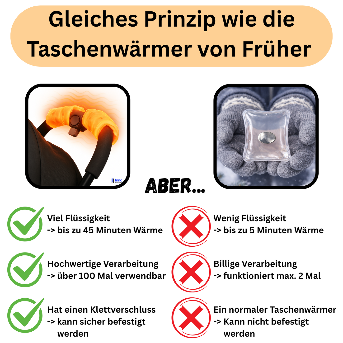 Griffheizung FingerHEAT™ für den Kinderwagen, Muff Kombination möglich, Kinderwagen Handwärmer
